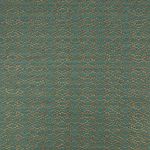 Geometric Silk Teal Wallpaper by Jane Churchill
