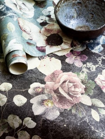 Marble Rose Aqua Wallpaper by Jane Churchill 