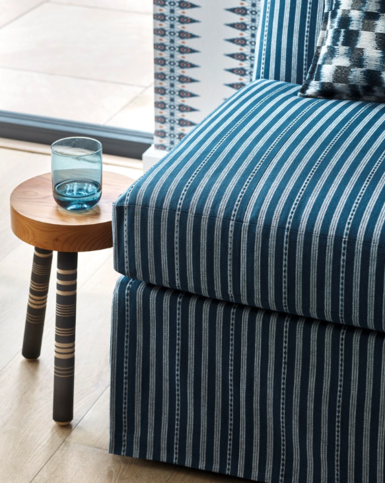 Priya Stripe Blue Wallpaper by Jane Churchill
