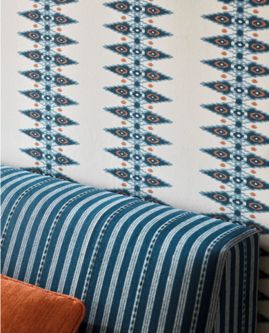 Priya Stripe Blue Wallpaper by Jane Churchill