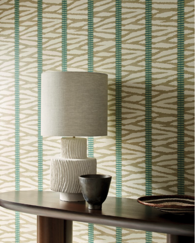 Wilder Taupe/Aqua Wallpaper by Jane Churchill