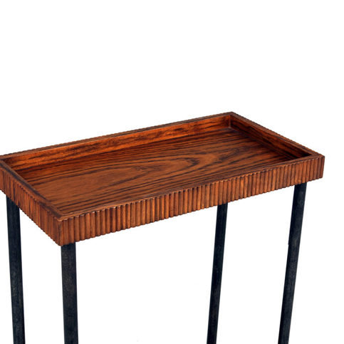 Indie Light African Walnut & Black Vellum Side Table by Julian Chichester 