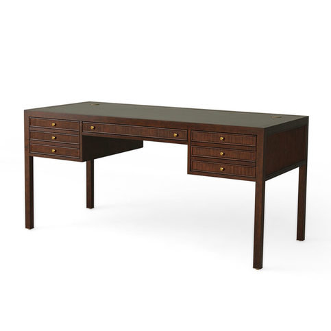Jackson Antique Mahogany & Black Vellum Desk by Julian Chichester 