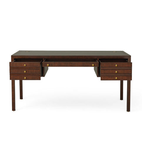 Jackson Antique Mahogany & Black Vellum Desk by Julian Chichester 