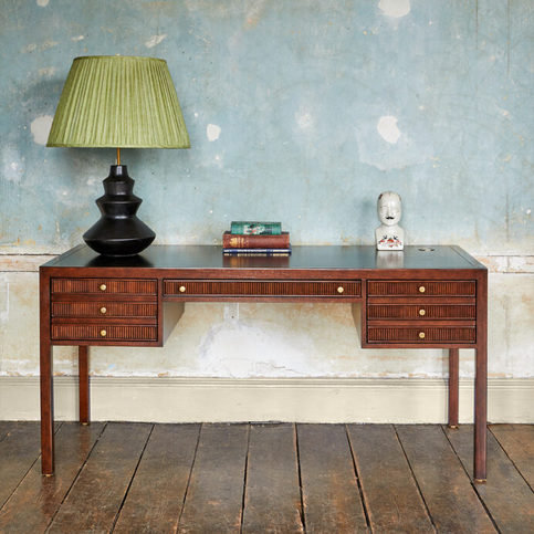 Jackson Antique Mahogany & Black Vellum Desk by Julian Chichester 