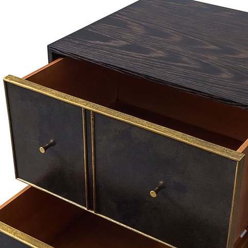 Alfred Smoked Oak & Black Vellum Bedside by Julian Chichester 