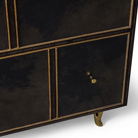 Alfred Smoked Oak & Black Vellum Bedside by Julian Chichester 