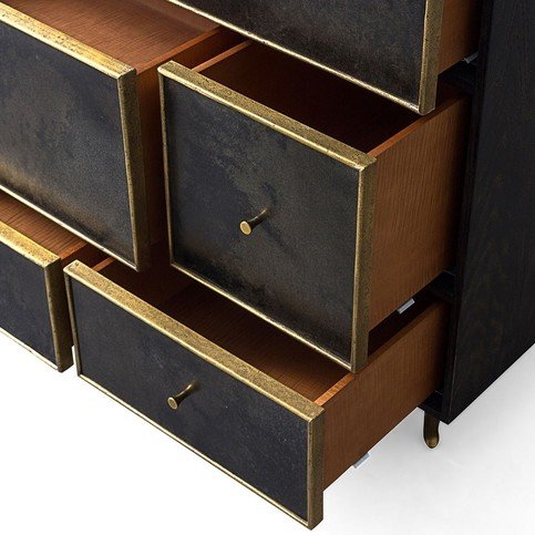 Alfred Smoked Oak & Black Vellum Chest by Julian Chichester 