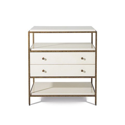 Bay High Gloss Ivory Vellum & Frank Metal Bedside by Julian Chichester 