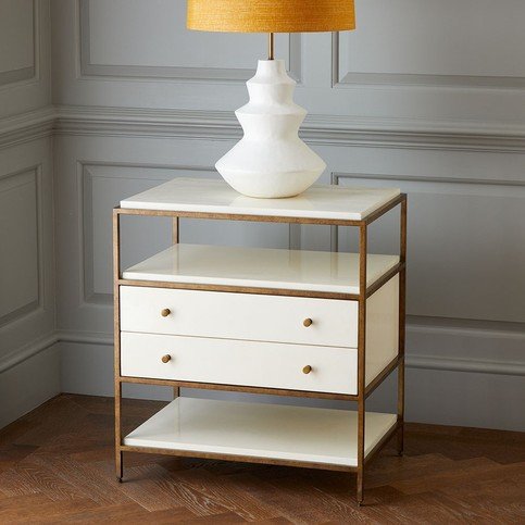 Bay High Gloss Ivory Vellum & Frank Metal Bedside by Julian Chichester 