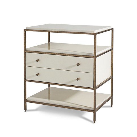 Bay High Gloss Ivory Vellum & Frank Metal Bedside by Julian Chichester 