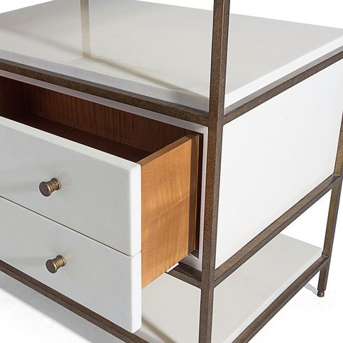 Bay High Gloss Ivory Vellum & Frank Metal Bedside by Julian Chichester 