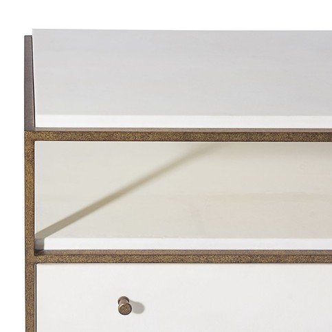 Bay High Gloss Ivory Vellum & Frank Metal Bedside by Julian Chichester 