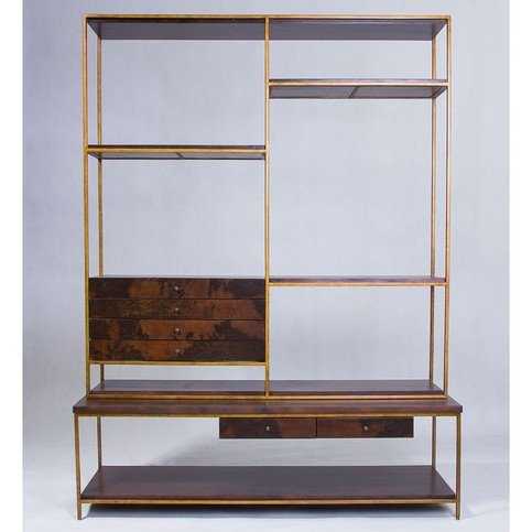 Bay Brown Vellum & Frank Metal Bookcase by Julian Chichester 