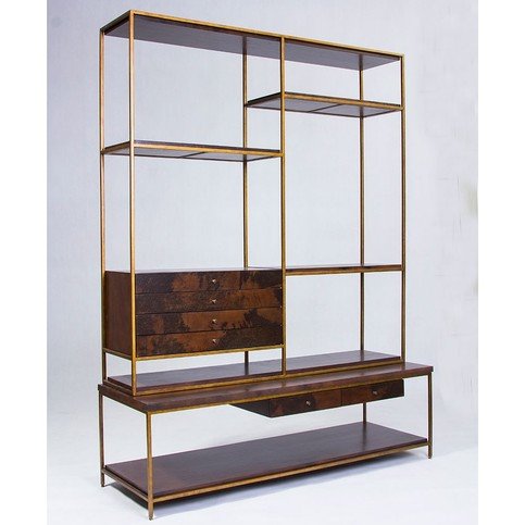 Bay Brown Vellum & Frank Metal Bookcase by Julian Chichester 