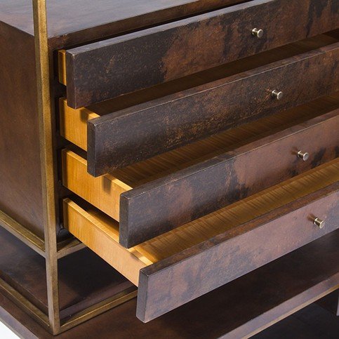 Bay Brown Vellum & Frank Metal Bookcase by Julian Chichester 