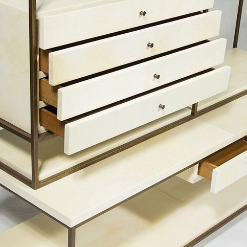 Bay Natural Vellum & Frank Metal Bookcase by Julian Chichester 
