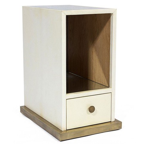 Berlin Natural Vellum & Aged Brass Small Bedside Table by Julian Chichester 