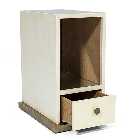 Berlin Natural Vellum & Aged Brass Small Bedside Table by Julian Chichester 