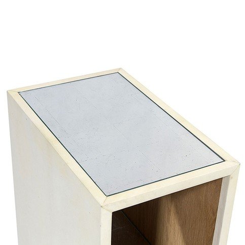Berlin Natural Vellum & Aged Brass Small Bedside Table by Julian Chichester 