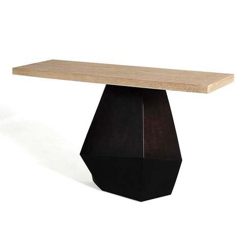 Cube Bronze Base & Bleached Oak Washed Console by Julian Chichester 