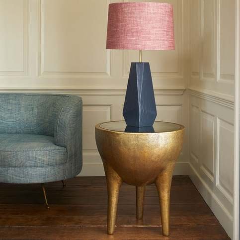 Cube Blue Faux Gesso Small Lamp by Julian Chichester 
