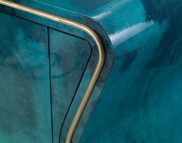 Deneuve Teal Vellum Cabinet by Julian Chichester 