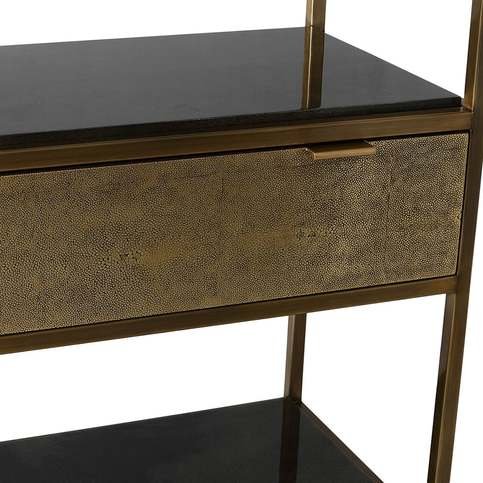 Garcon Dark Brown Vellum and Aged Brass Bookcase by Julian Chichester 
