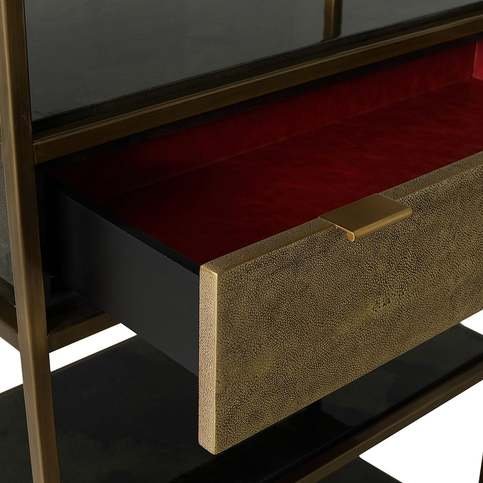 Garcon Dark Brown Vellum and Aged Brass Bookcase by Julian Chichester 