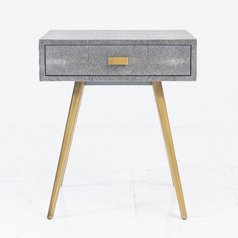 Lorenzo Faux Shagreen Grey Bedside Table by Julian Chichester 