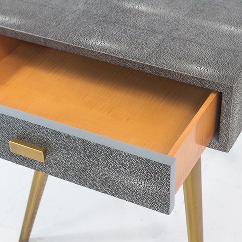 Lorenzo Faux Shagreen Grey Bedside Table by Julian Chichester 