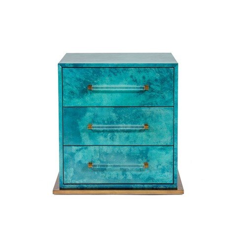 Seago High Gloss Teal vellum Bedside by Julian Chichester 