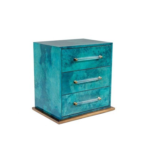 Seago High Gloss Teal vellum Bedside by Julian Chichester 