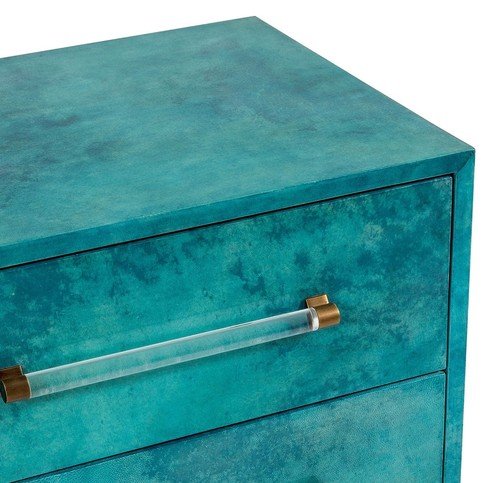 Seago High Gloss Teal vellum Bedside by Julian Chichester 