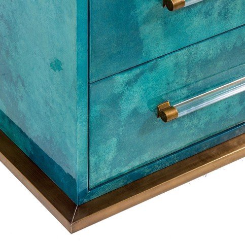 Seago High Gloss Teal vellum Bedside by Julian Chichester 