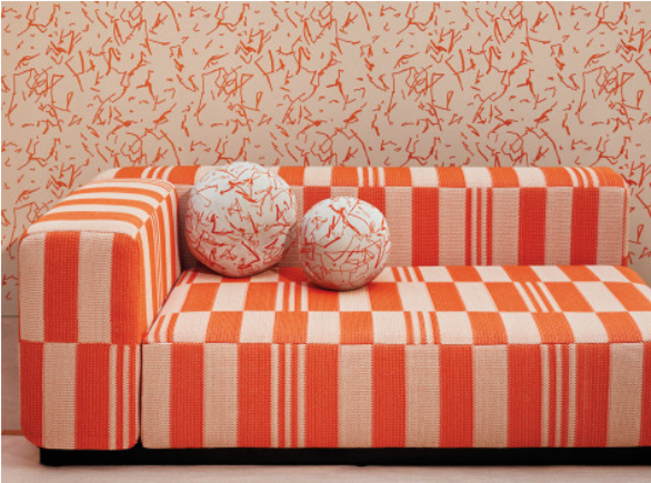 Checkerboard Knit Tangelo Fabric by Kirkby Design