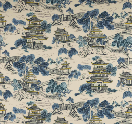 Mandarin Bleu de Chine Fabric by Manuel Canovas