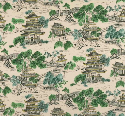Mandarin Vert d'Eau Fabric by Manuel Canovas