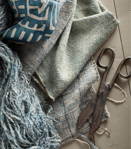 Crosshatch Check Atlantic Fabric by Mark Alexander 