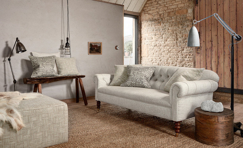Crosshatch White Sand Fabric by Mark Alexander 