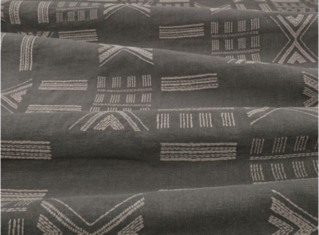 Folk Anthracite Fabric by Mark Alexander 