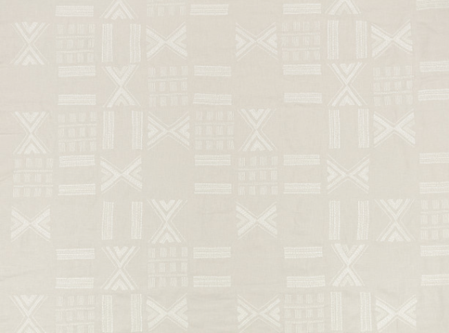 Folk White Sand Fabric by Mark Alexander 