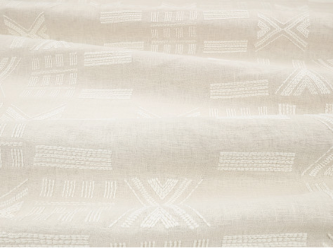 Folk White Sand Fabric by Mark Alexander 