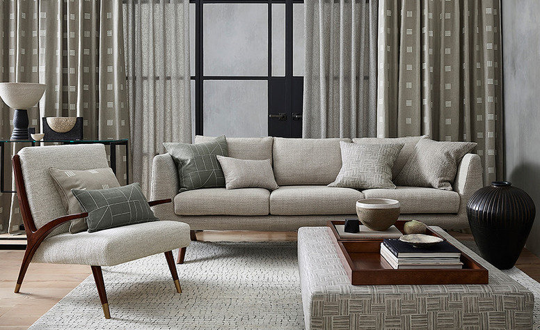 Wavelength Lake Grey Fabric by Mark Alexander 