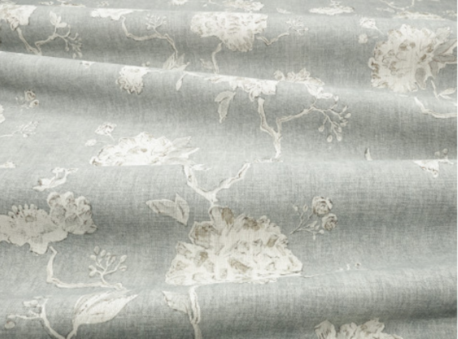 Peony Indian Blue Fabric by Mark Alexander 