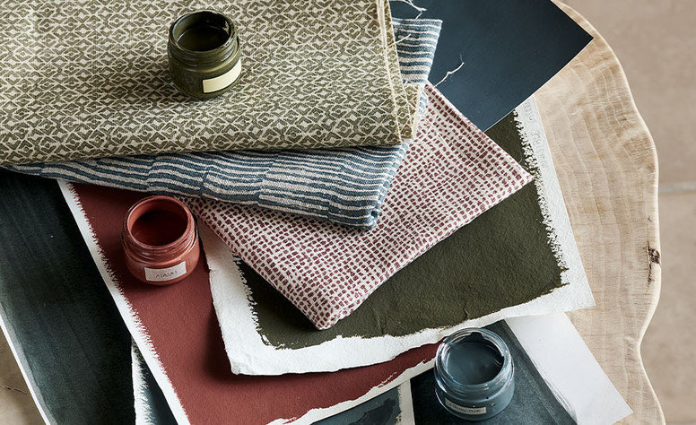 Scatter Dark Strawberry Fabric by Mark Alexander 
