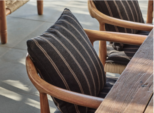 Veranda Deck Stripe Gunmetal Fabric by Mark Alexander 