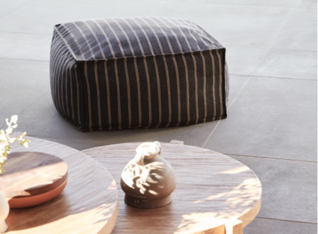 Veranda Deck Stripe Gunmetal Fabric by Mark Alexander 