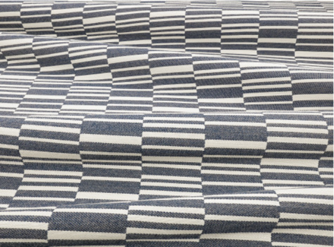 Veranda Offset Indigo Fabric by Mark Alexander 