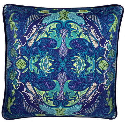 Blackbuck Navy Silk Cushion by Millie Bridget Henry